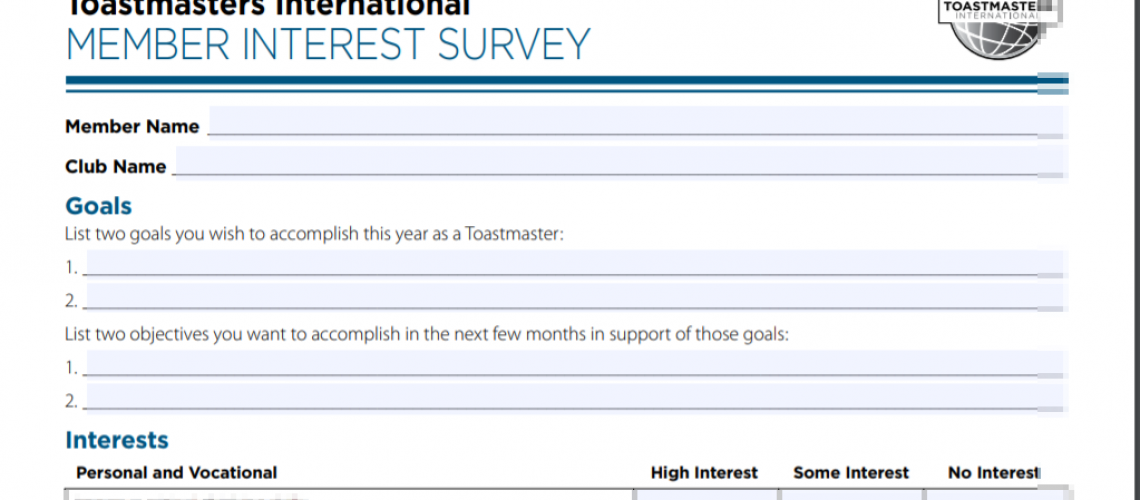 Member Interest Survey Screenshot